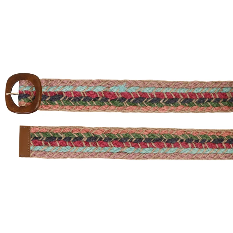 Cinto Feminino Sisal Rustico Com Fivela Madeira 4cm