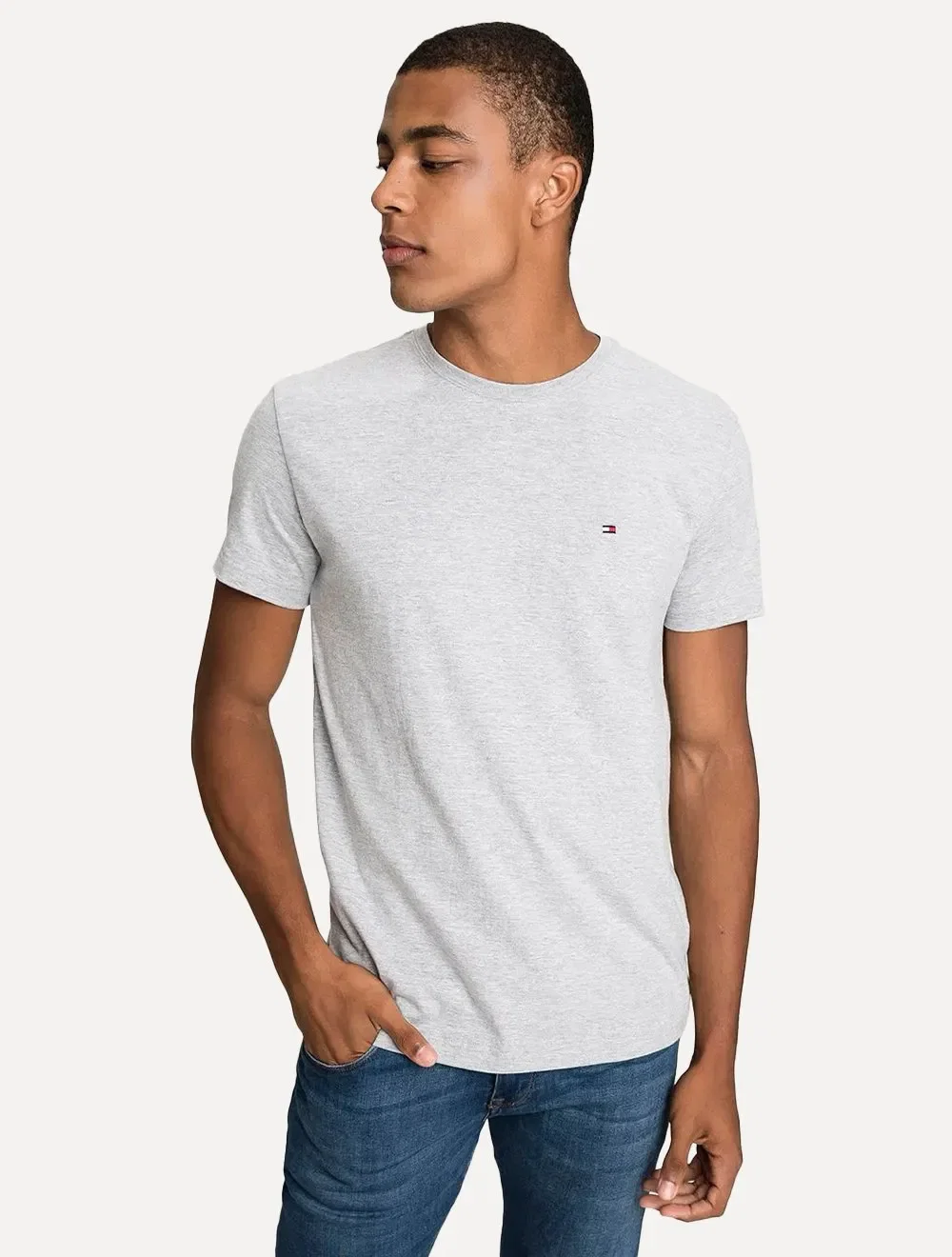 Camiseta Tommy Hilfiger Masculina Essential Cotton Cinza Mescla — imagem 1