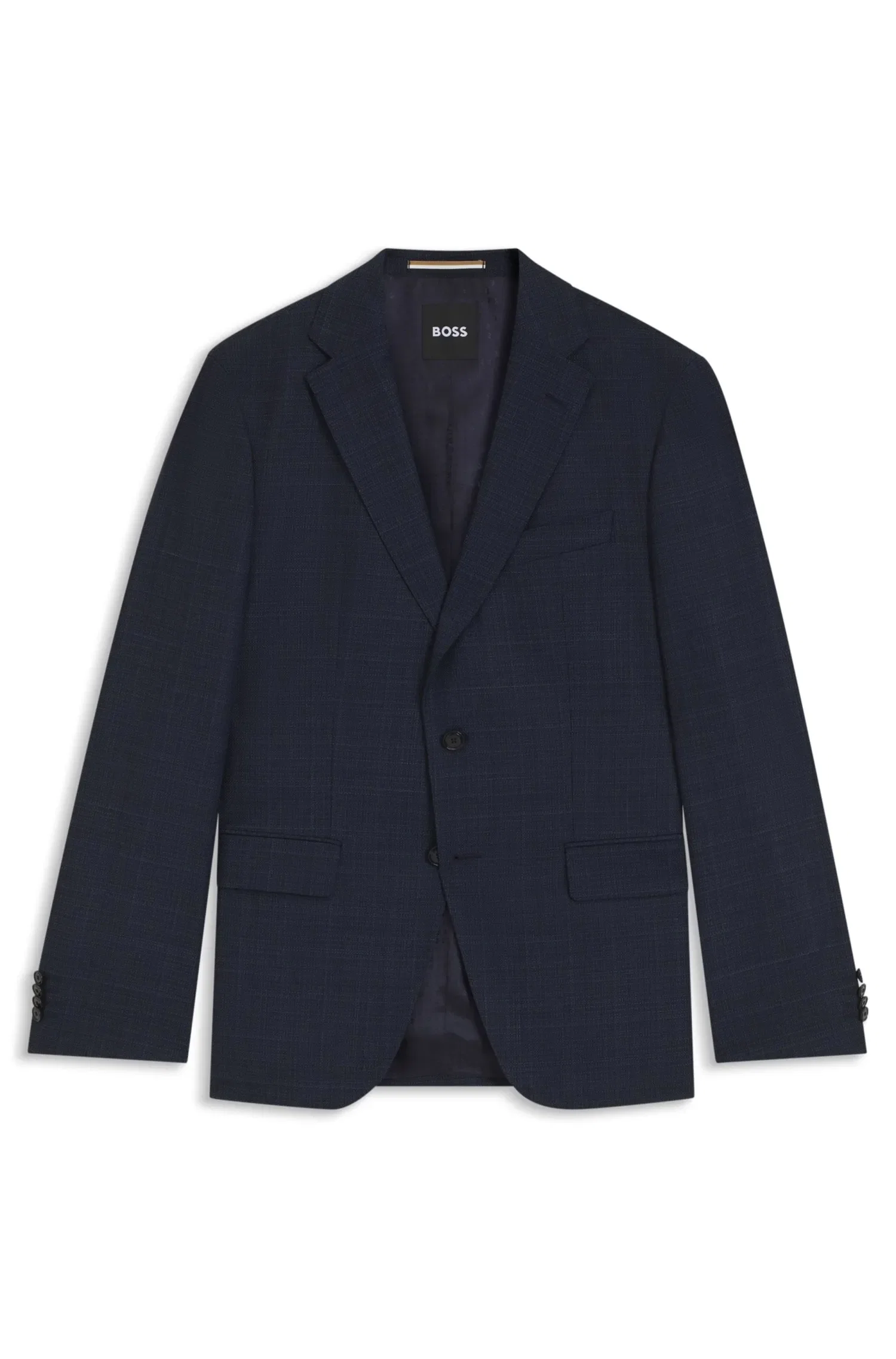 Blazer Slim Fit Em Lã Virgem Com Padrão De Xadrez — imagem 1