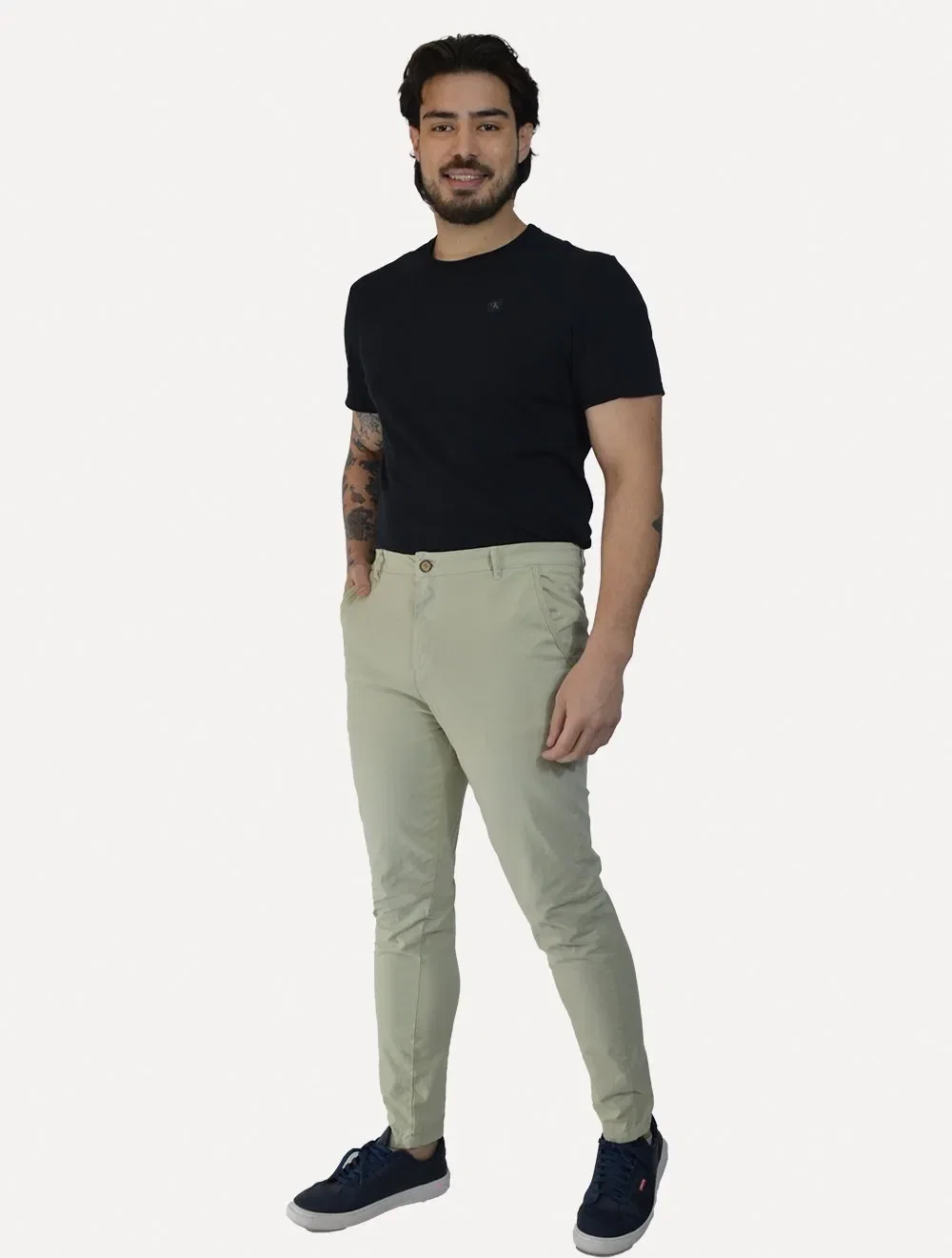 Calça Reserva Masculina de Sarja Casual Iron Verde Claro