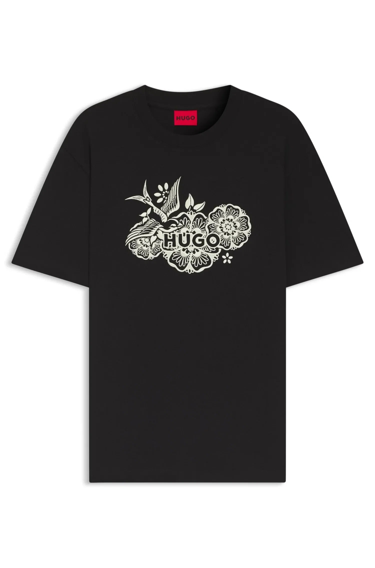 Camiseta De Algodão Jersey Com Estampa Bordada