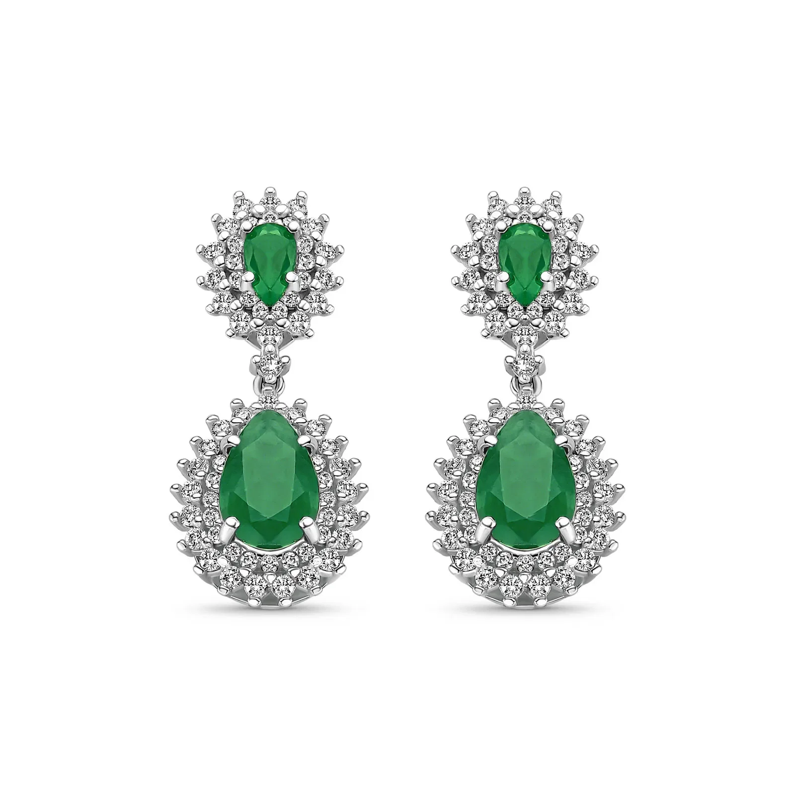Brinco Classic em Ouro Branco 18k com Esmeralda e Diamantes 1,55 ct — imagem 1