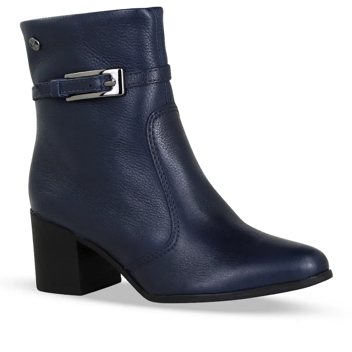 Bota Cano Baixo Couro Burnish Marinho