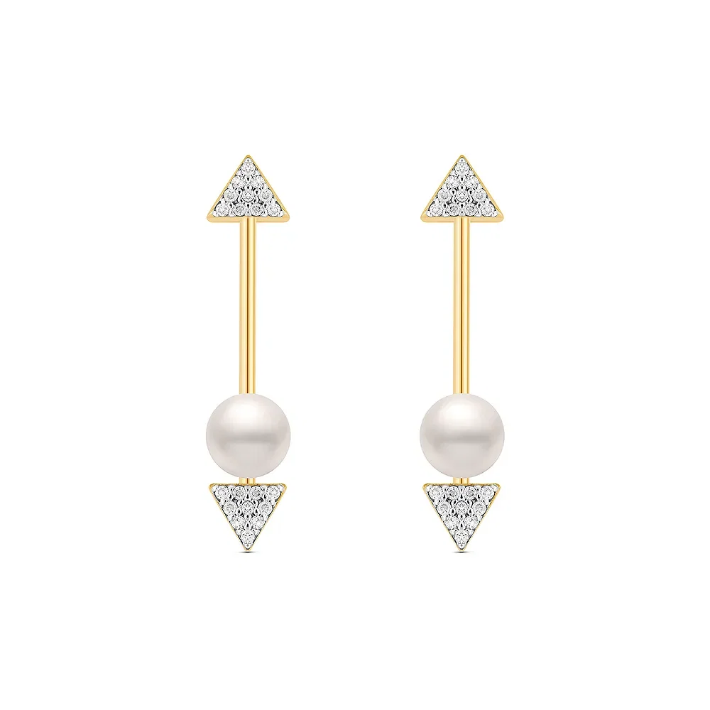 Brinco Vivara em Ouro Amarelo 18k com Pérola e Diamantes — imagem 1
