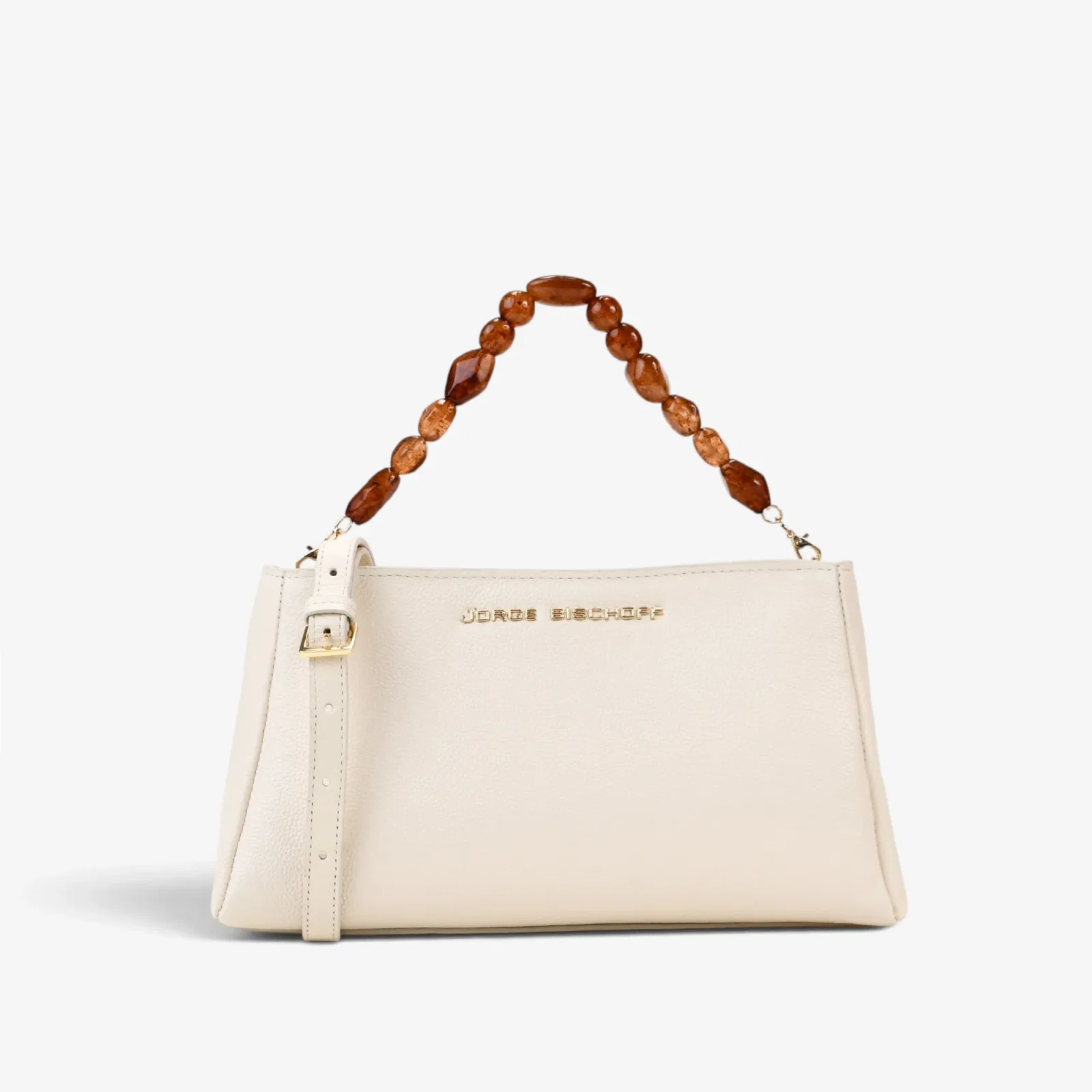 Bolsa Transversal Off White Algodão Couro