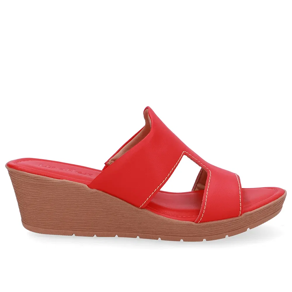 Tamanco Salto Anabela Couro Vermelho — imagem 1