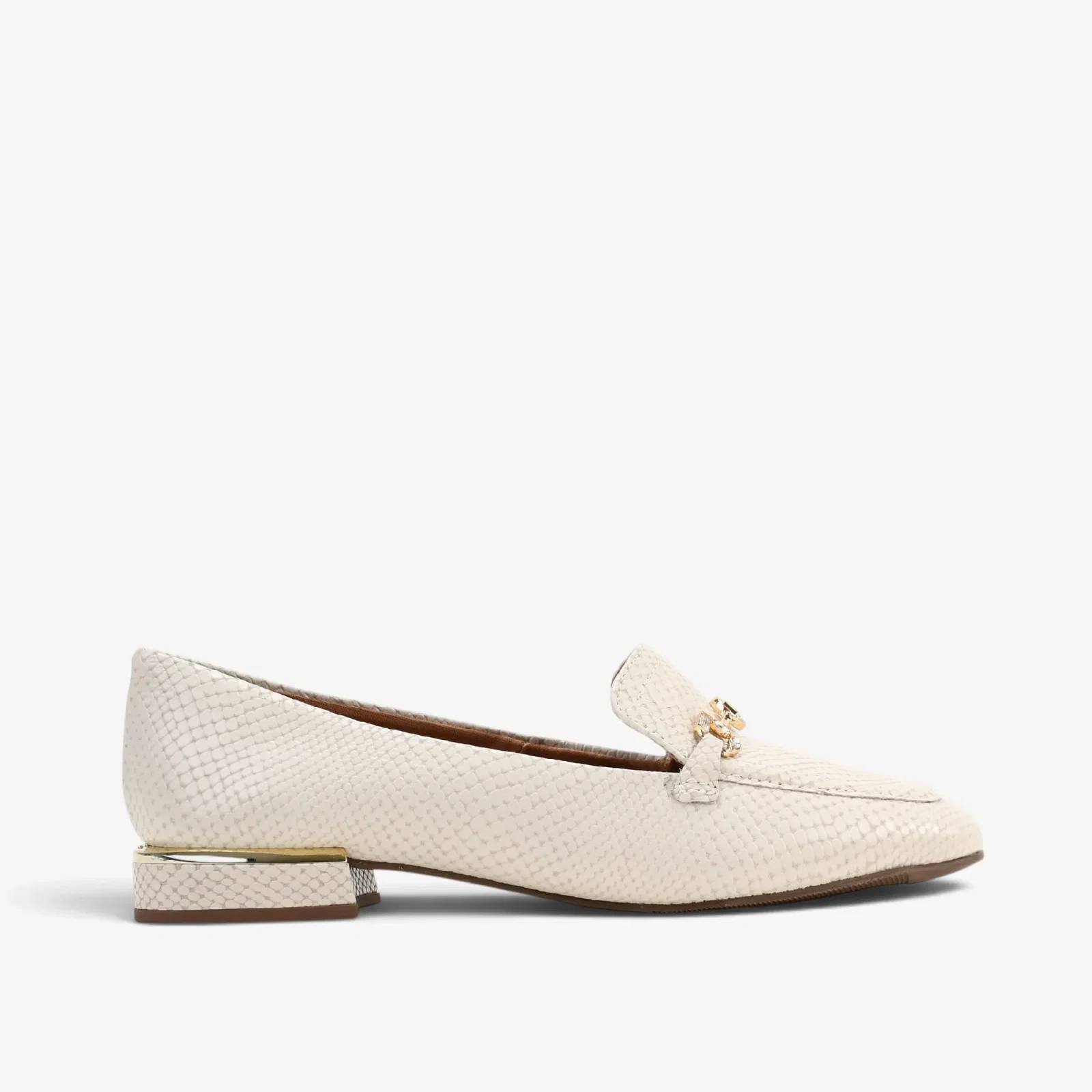 Loafer Off White Algodão Couro Snake
