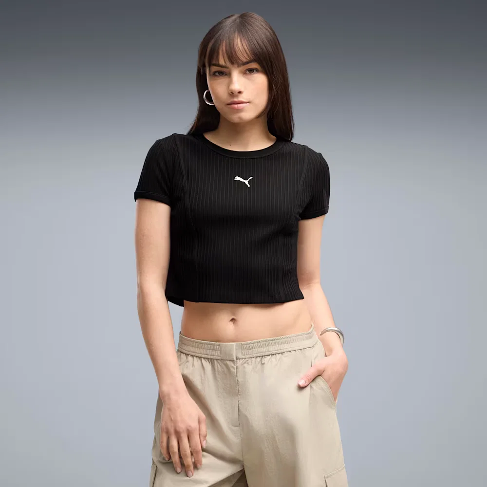 Camiseta Essentials Ribbed Baby Tee Feminina — imagem 1