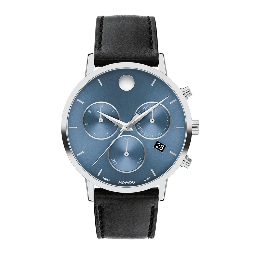 Relógio Movado Masculino Couro Preto 607889 — imagem 1