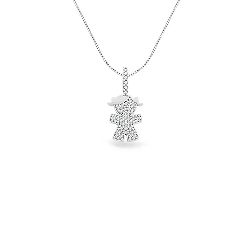 Pingente Menina em Ouro Branco 18k com Diamantes, 18mm — imagem 1
