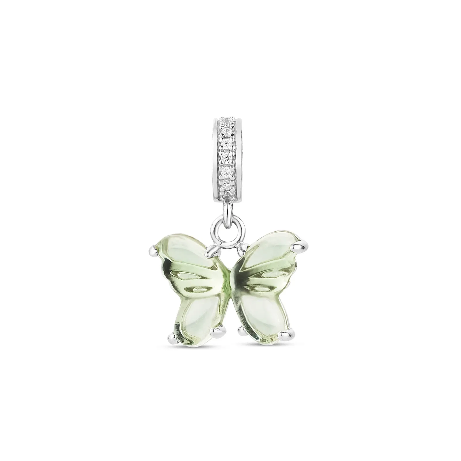 Pingente Life Animal Borboleta em Prata 925 com Murano Verde — imagem 1