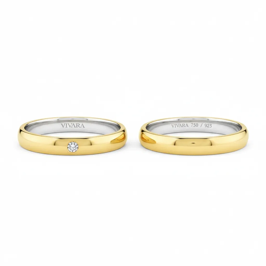 Conjunto Alianças Romance Ouro Amarelo 18k, 3mm