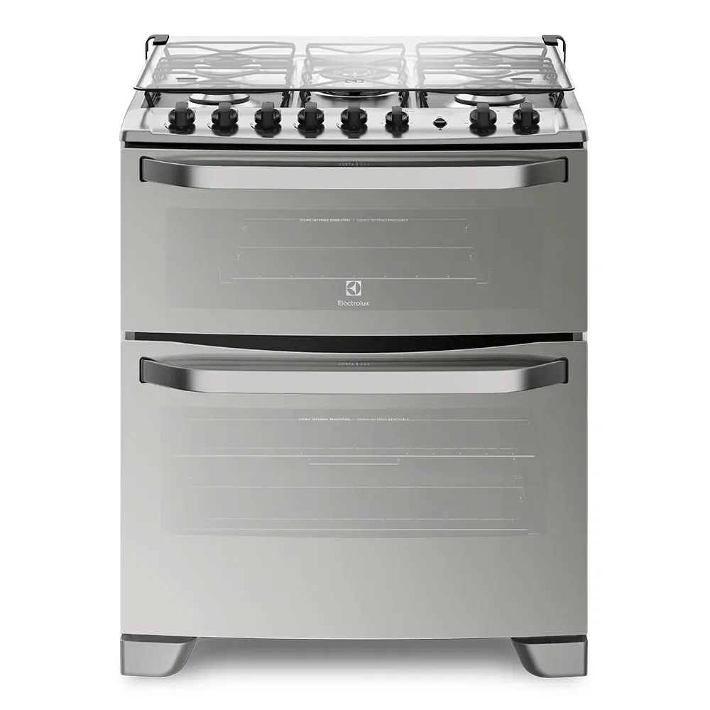 Fogão 5 Bocas Electrolux Prata com Forno Duplo e Tripla Chama (76DXA) — imagem 1
