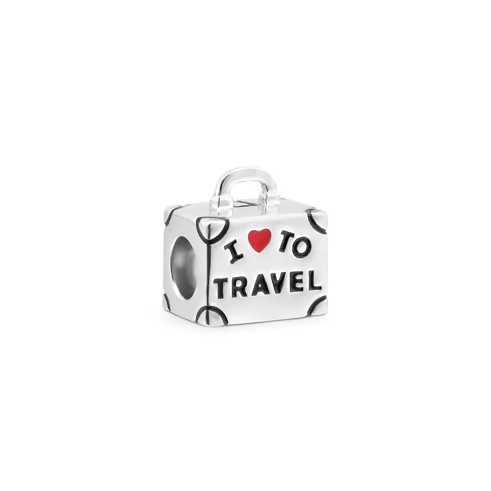 Separador Life Mala I Love To Travel em Prata 925 com Esmalte
