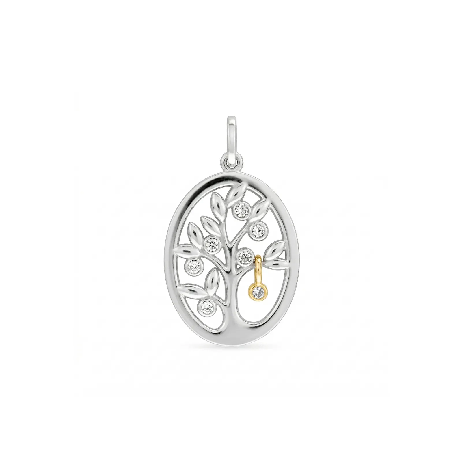 Pingente Arvore de Vida em Prata 925 e Ouro Amarelo 18k com Safira Incolor — imagem 1