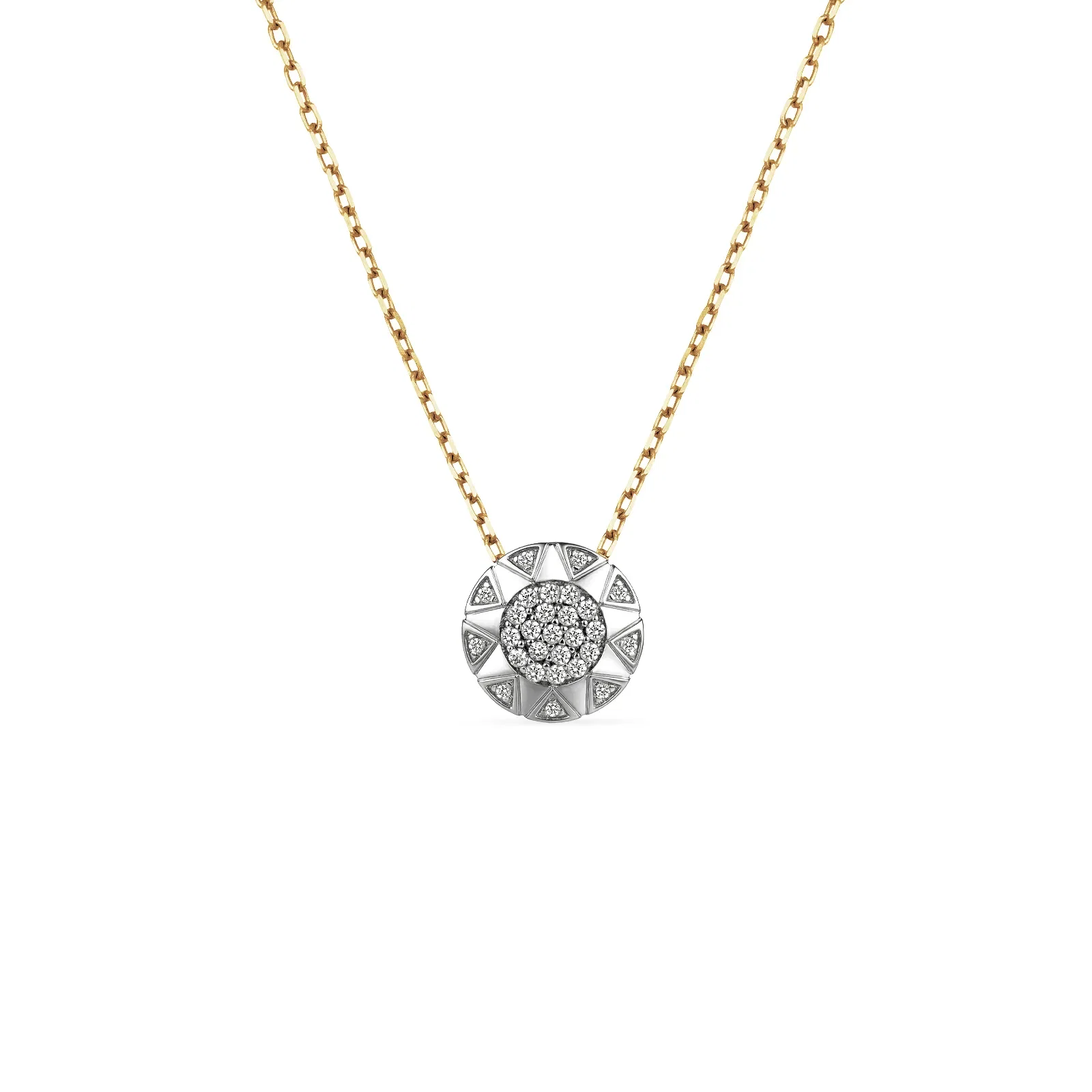 Colar Soleil em Ouro Amarelo 18k com Banho de Ródio Branco e Diamantes 0,23ct, 45cm