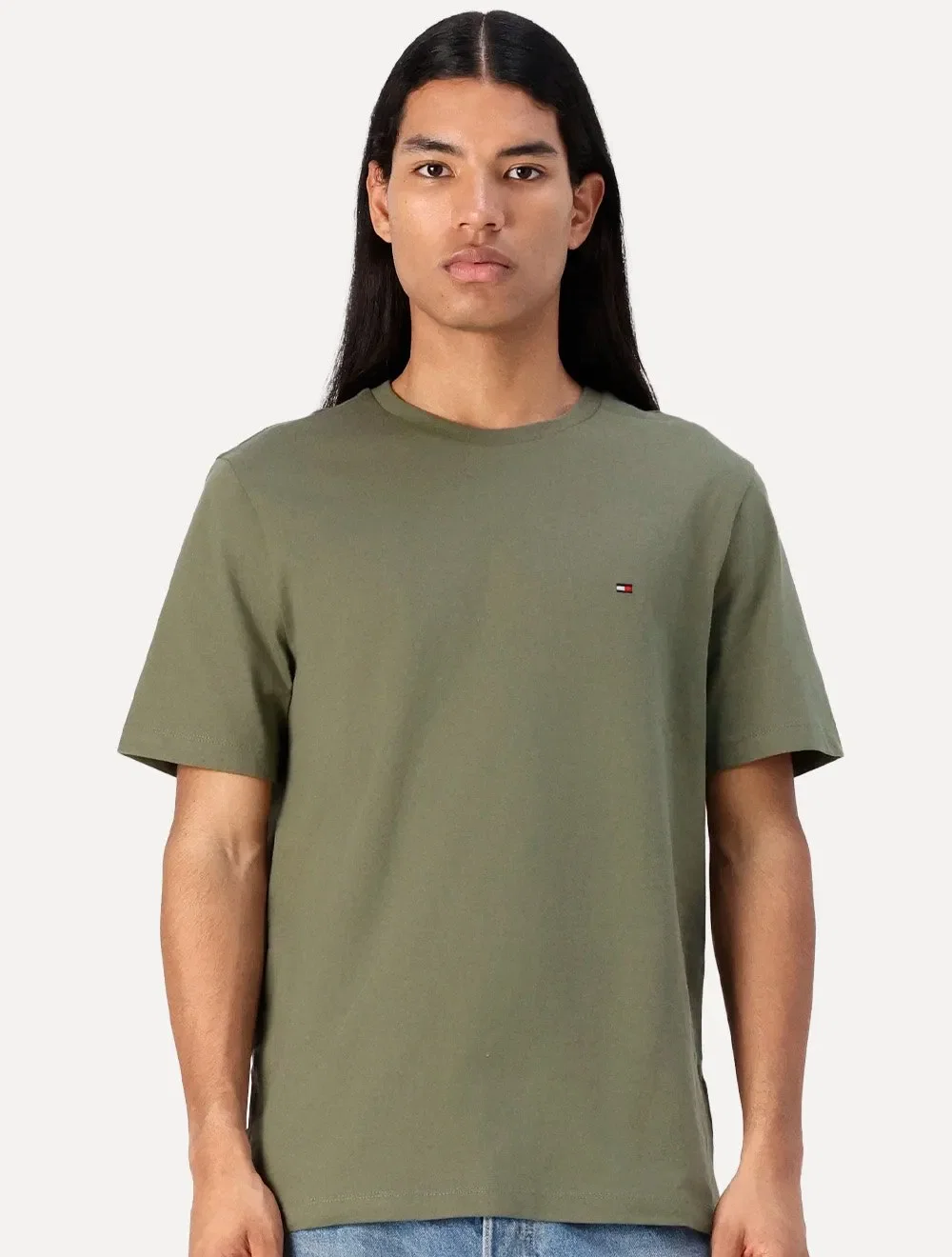 Camiseta Tommy Hilfiger Masculina Essential Cotton Verde Alga — imagem 1