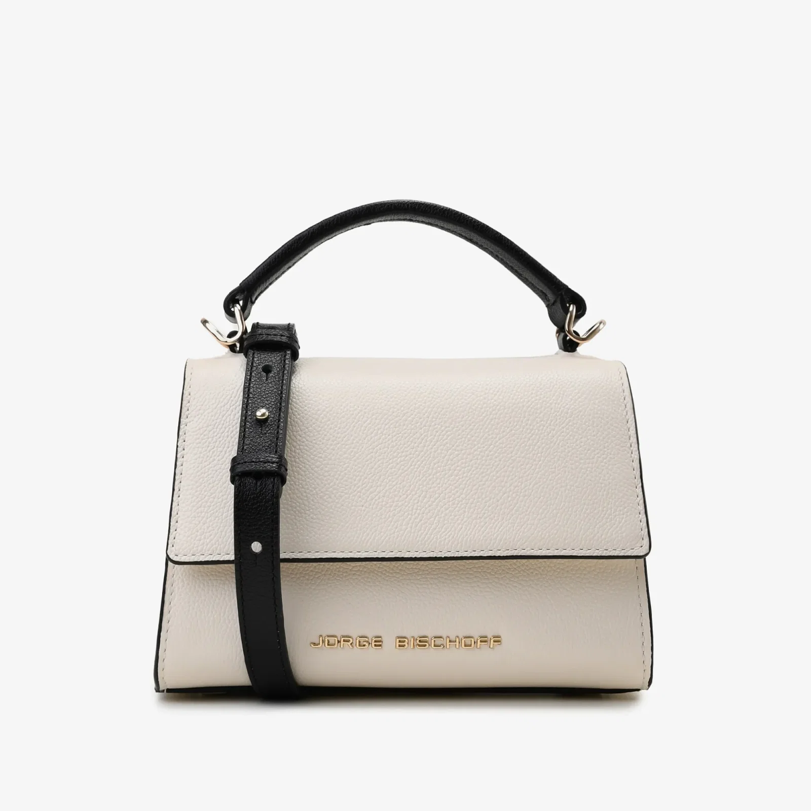 Bolsa Satchel Preto Algodão Couro — imagem 1