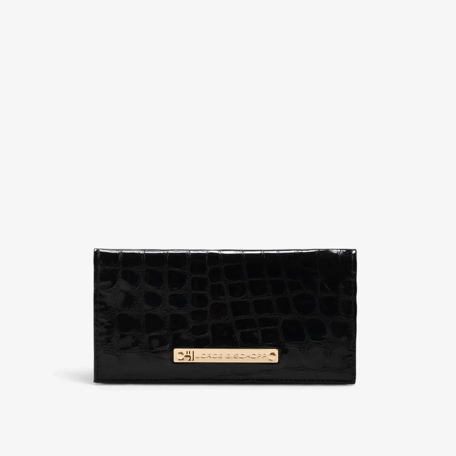 Carteira Envelope Preto Couro Croco