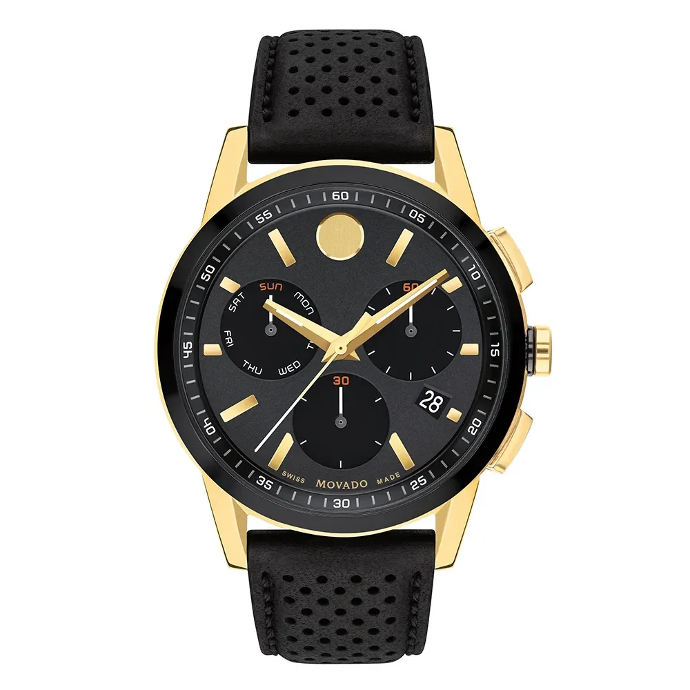 Relógio Movado Masculino Couro Preto 607898 — imagem 1