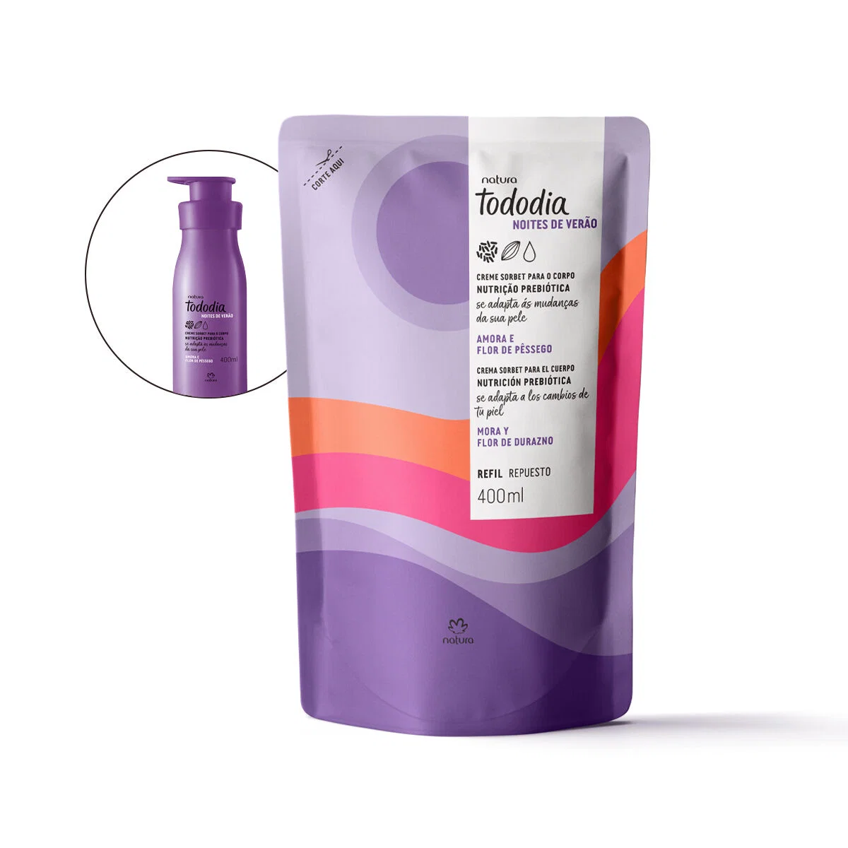 Refil Creme Sorbet Desodorante Nutritivo para o Corpo Tododia Amora e Flor de Pêssego 400 ml