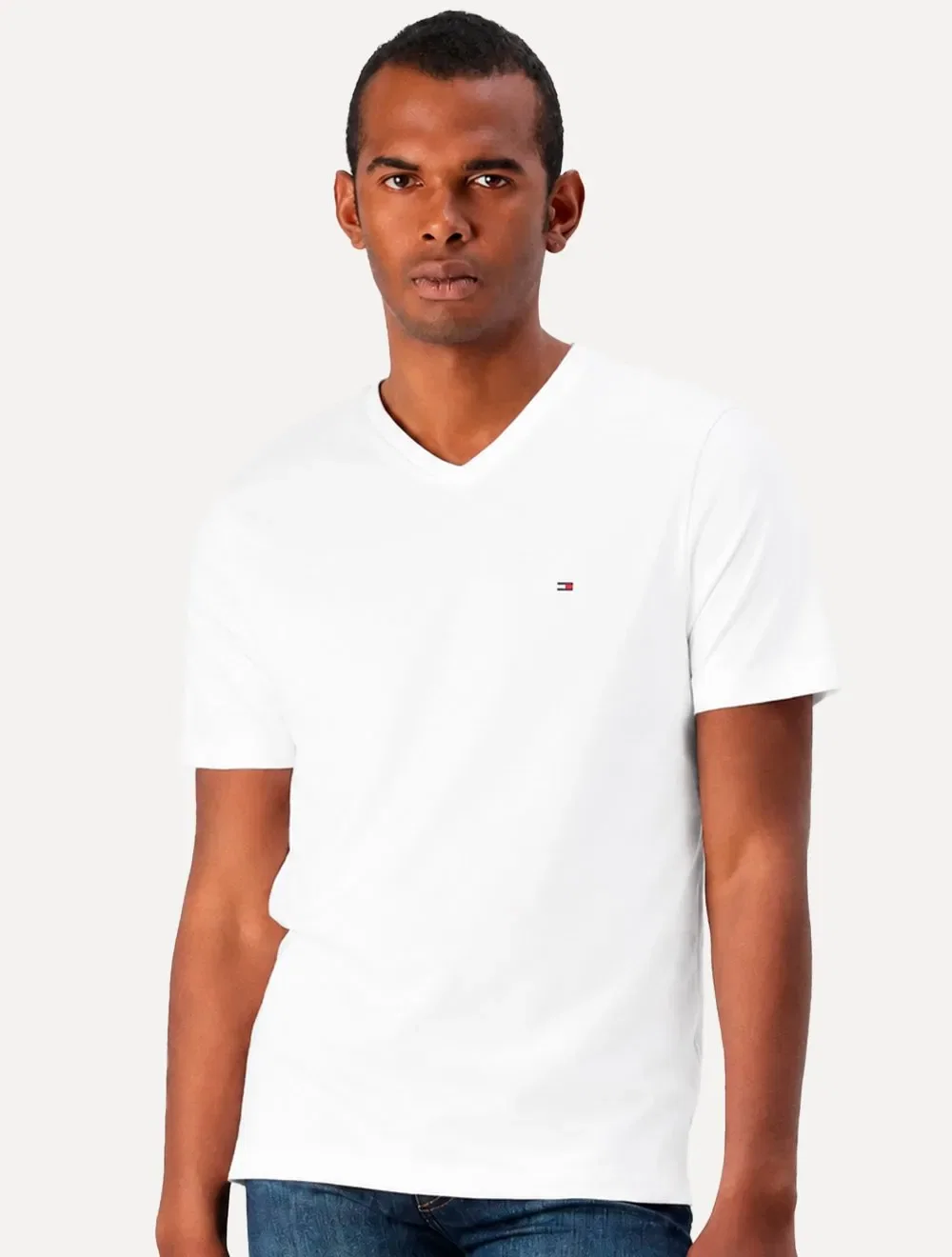 Camiseta Tommy Hilfiger Masculina Essential V-Neck Cotton Branco — imagem 1