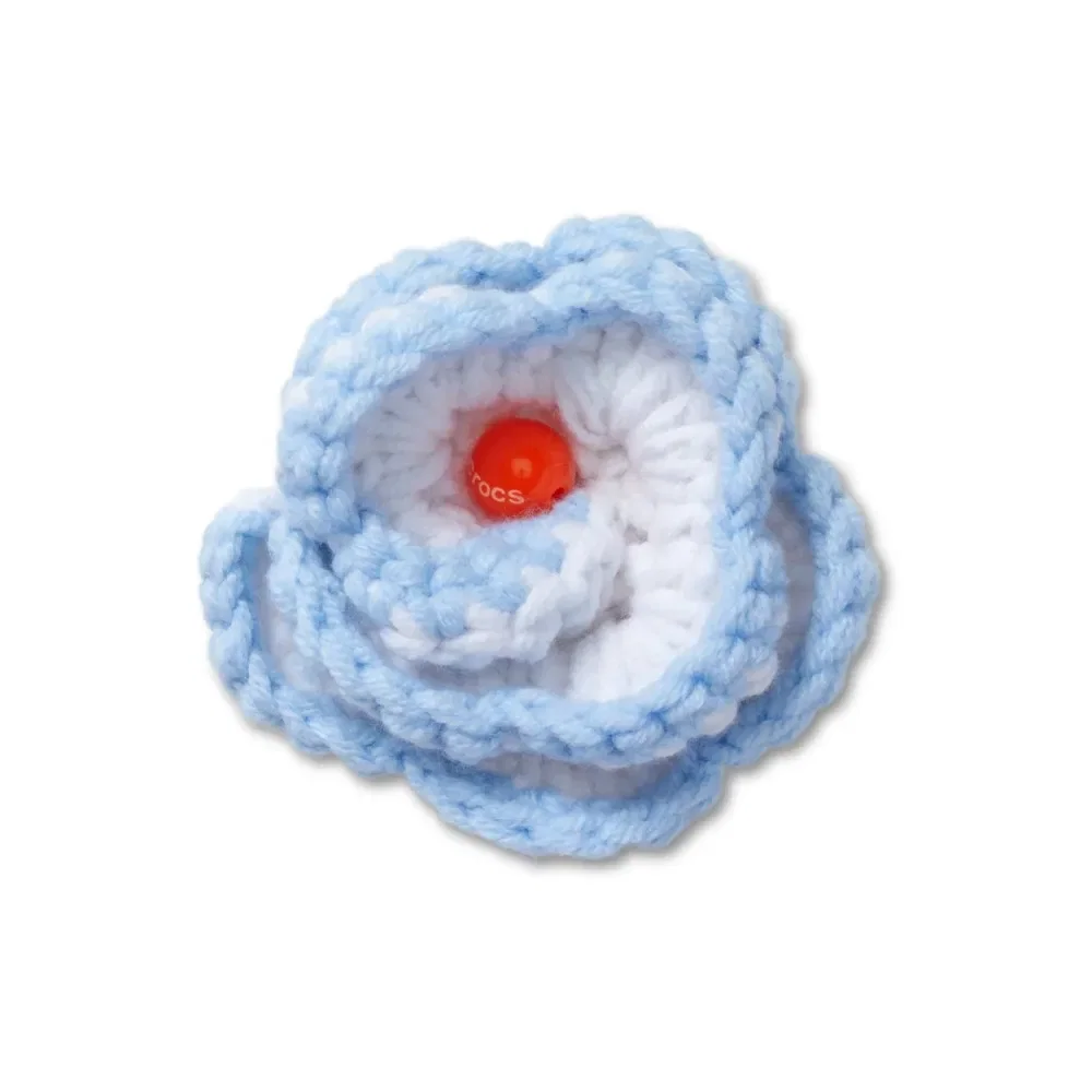 Flor de Crochê Azul e Branca