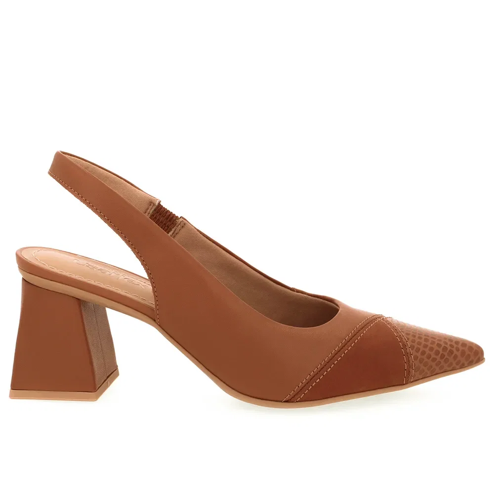 Slingback Marrom Bico Fino Couro — imagem 1