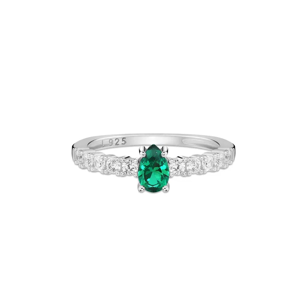 Anel Life Special II em Prata 925 com Pedras Verdes e Incolores — imagem 1