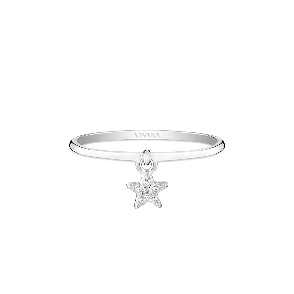 Anel Teens Estrela em Ouro Branco 18k com Diamantes — imagem 1