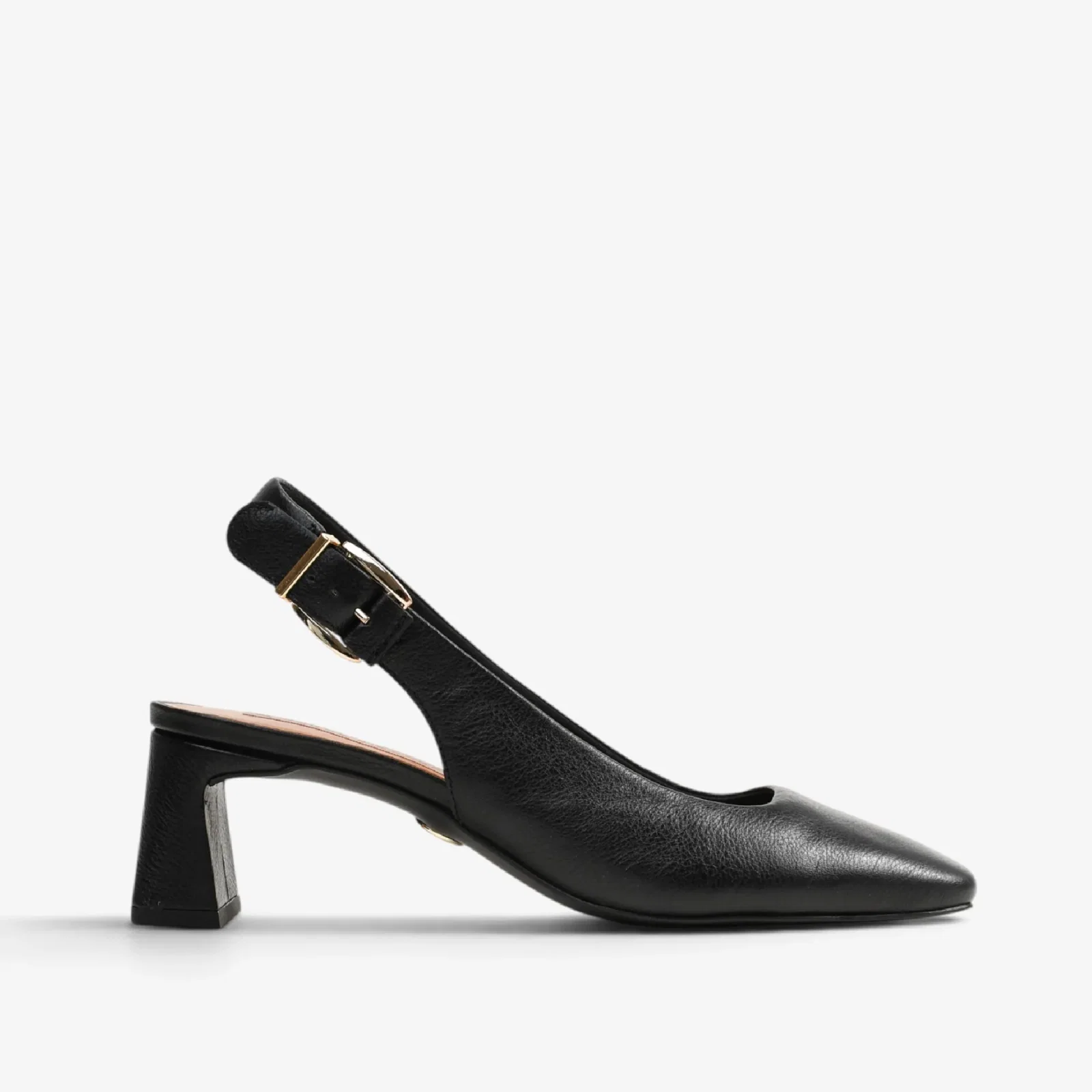 Slingback Preto Couro