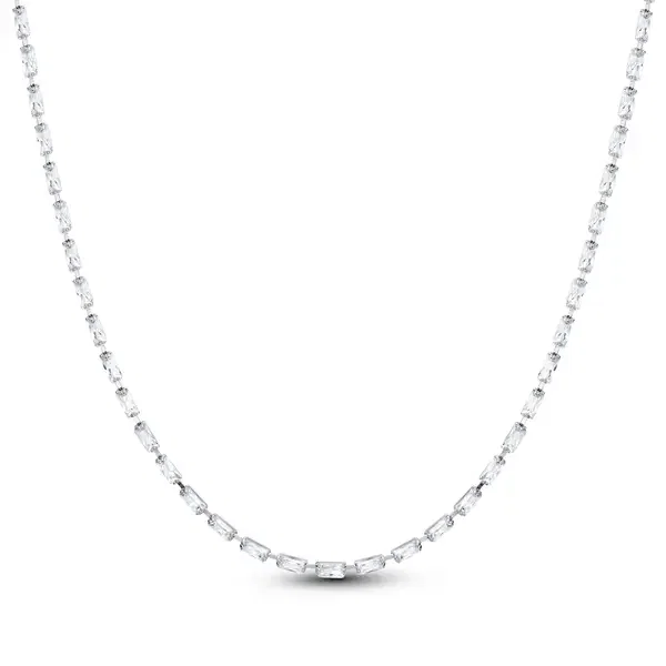 Choker Prata Leve Riviera Zircônias Retangulares Finas