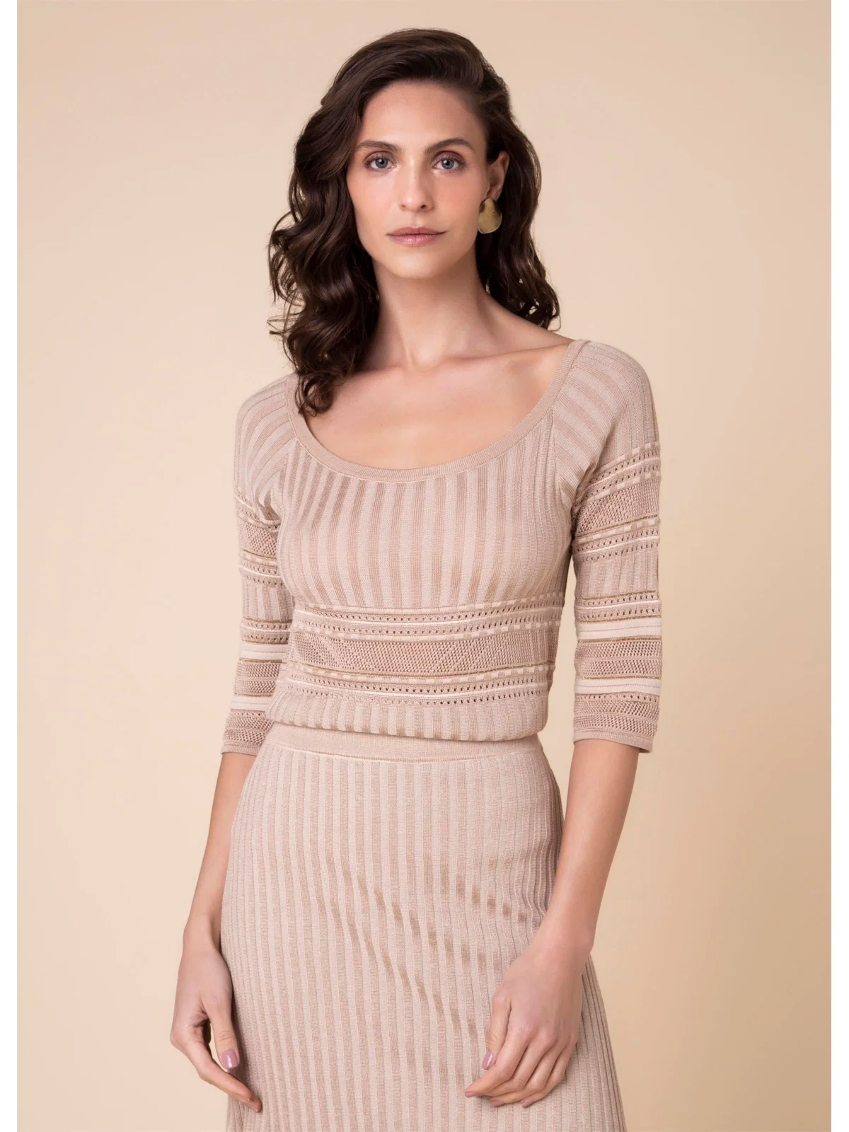Tricot Mix Pontos Bege