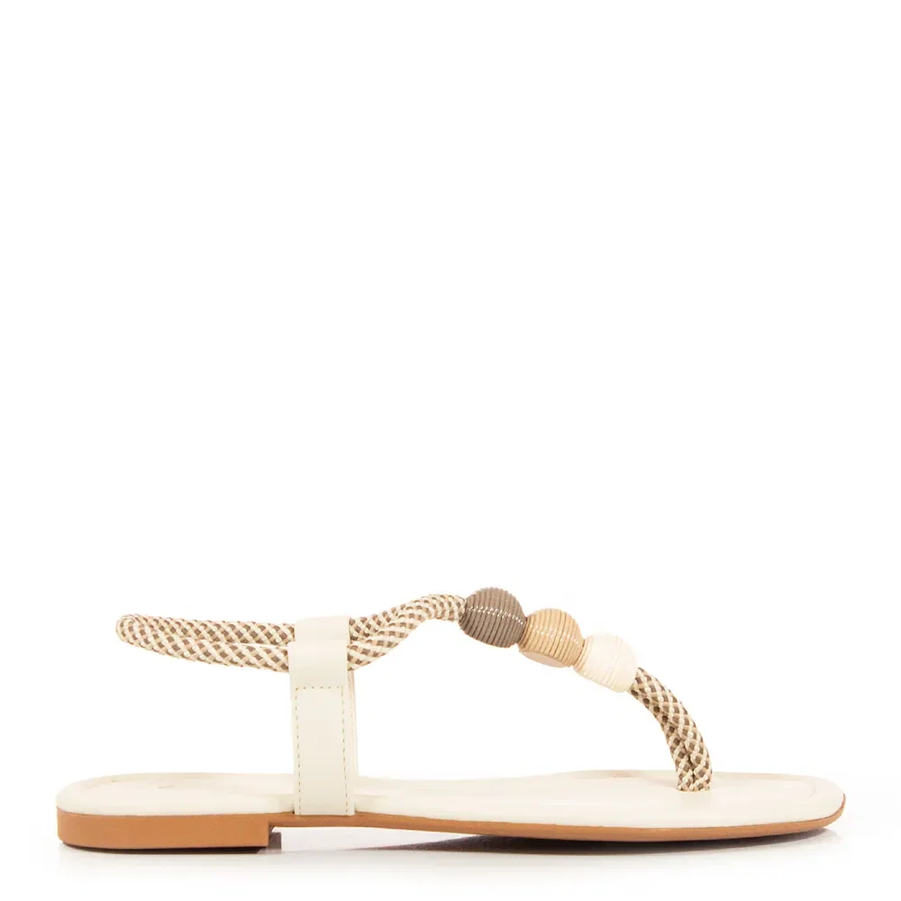 Rasteira Off White Cordão Esferas — imagem 1
