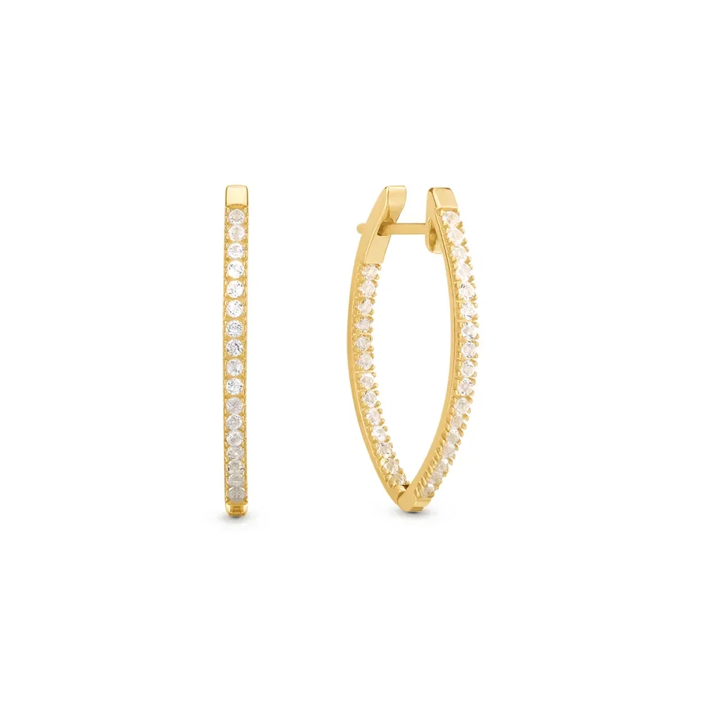 Argola em Ouro Amarelo 18k com Topázios Incolores, 38mm — imagem 1