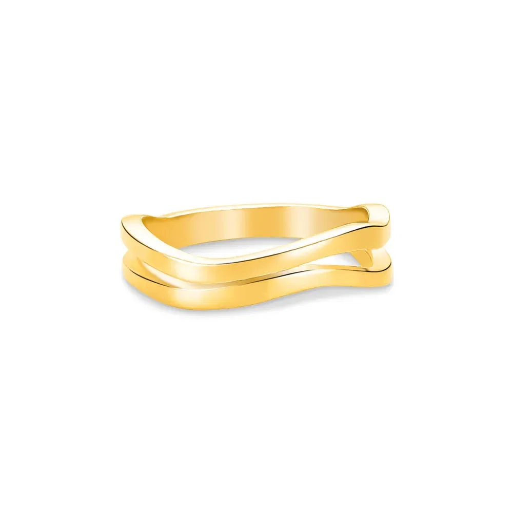 Anel Life Duplo Ondas em Prata 925 com Banho de Ouro Amarelo 18k