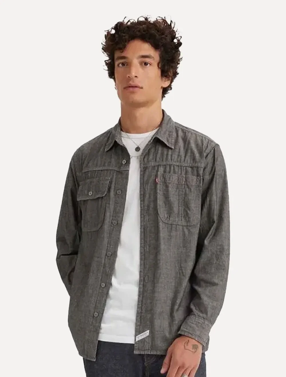 Camisa Levis Masculina Jeans Auburn Worker Chumbo Mescla