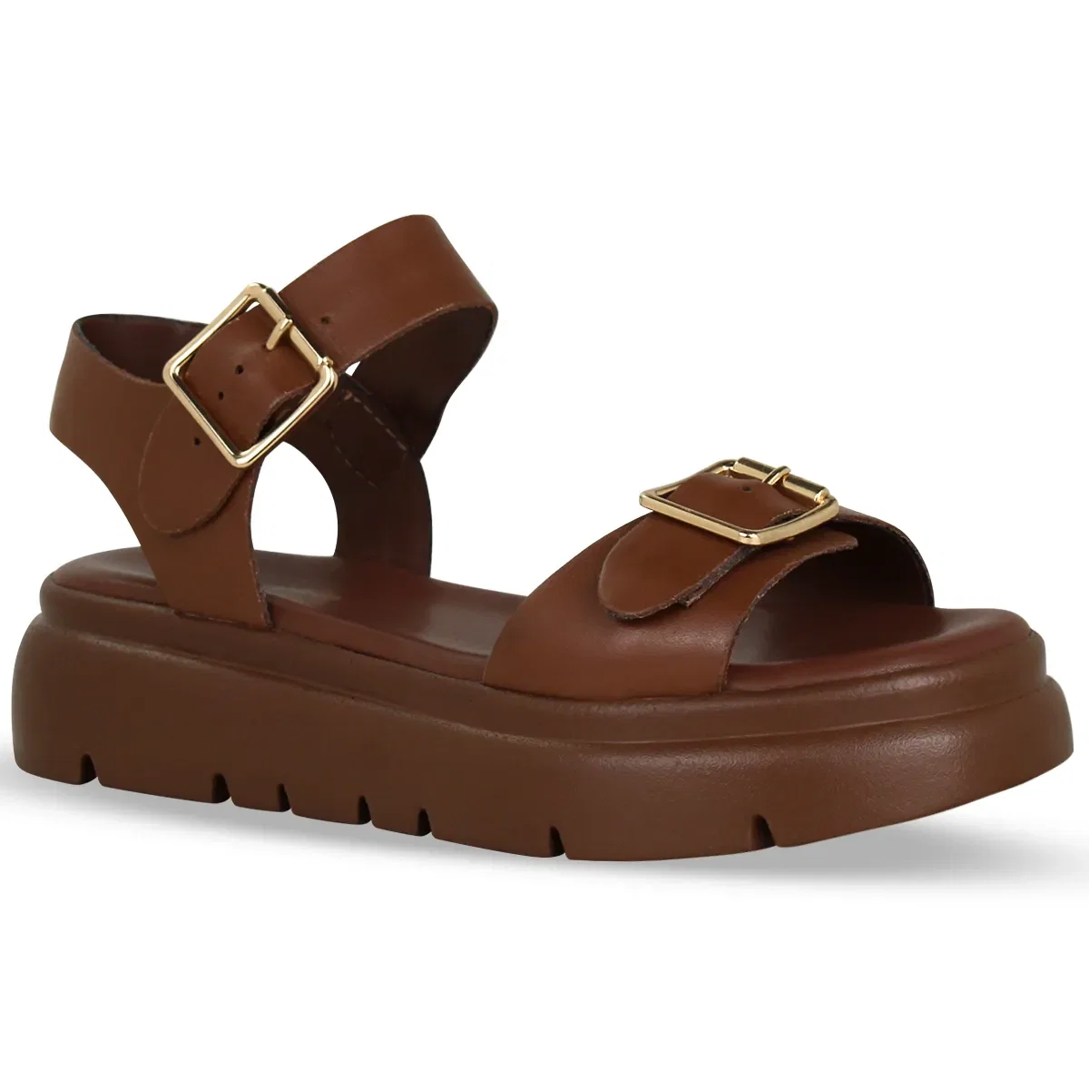Sandália Flatform Couro Atanado Napoli Chocolate — imagem 1
