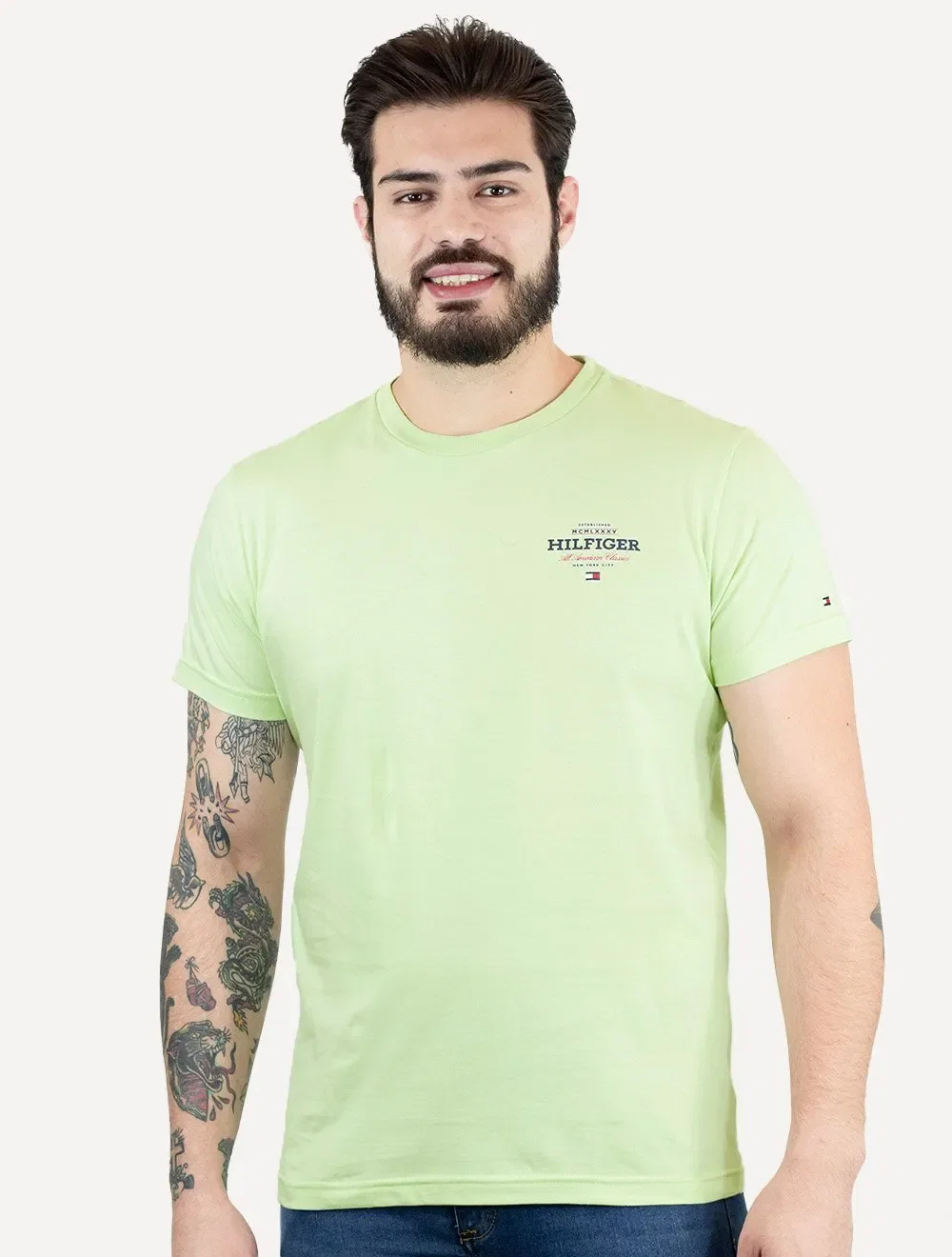Camiseta Tommy Hilfiger Masculina Monotype All American Verde Claro — imagem 1