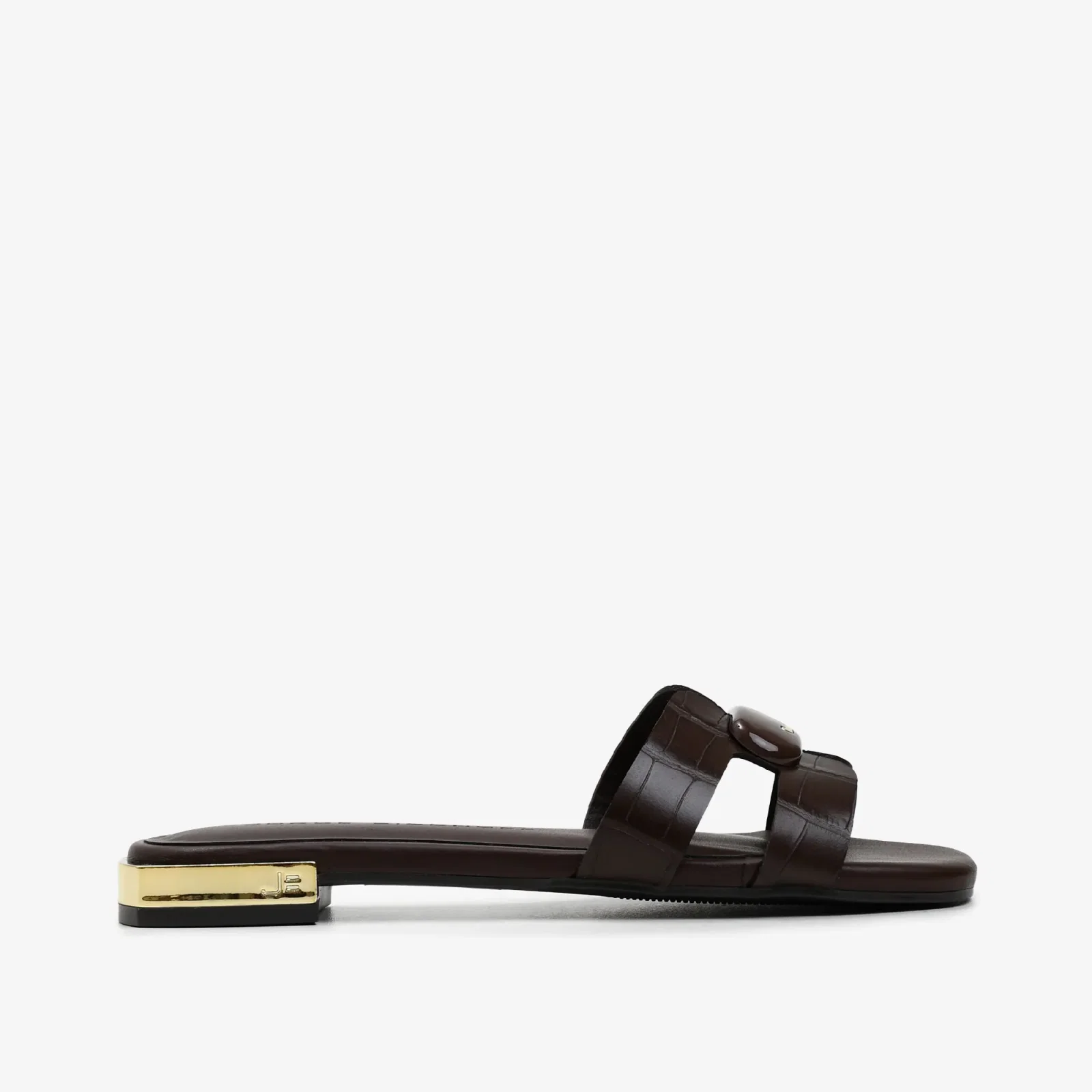 Chinelo Marrom Café Couro Croco — imagem 1