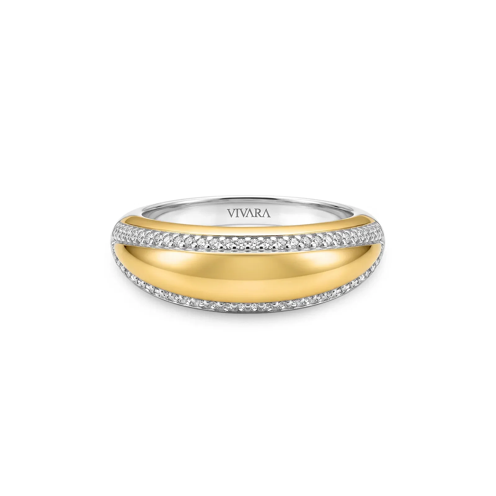 Anel Mykonos em Prata 925 e Ouro Amarelo 18k com Diamantes 0,22 ct