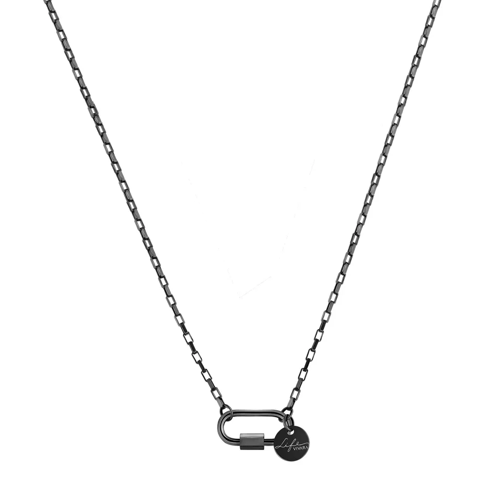 Colar Life Masculino Aço Preto 60 cm