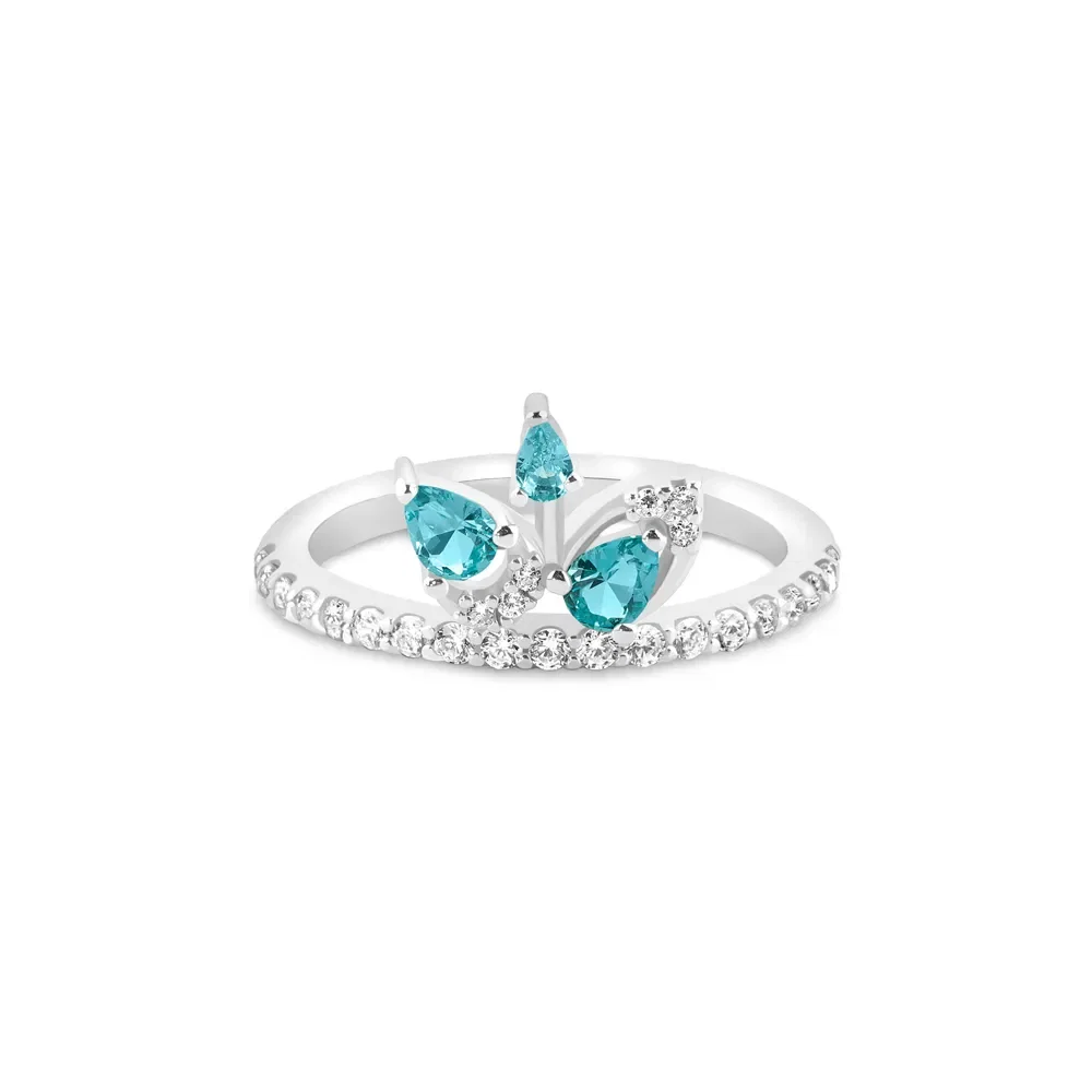Anel Life Splash em Prata 925 com Pedras Verdes e Incolores — imagem 1