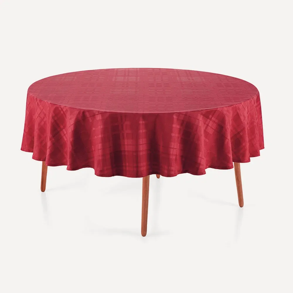 Toalha de Mesa Redonda 6 Lugares Tartan Vermelho — imagem 1
