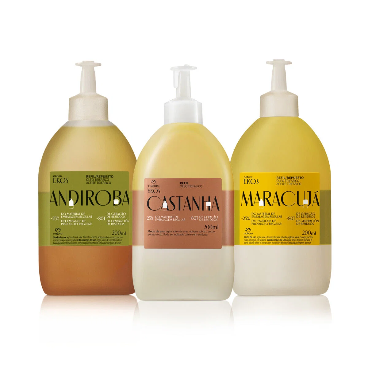 Kit Refil Natura Ekos Óleo Trifásico Corporal (3 produtos)