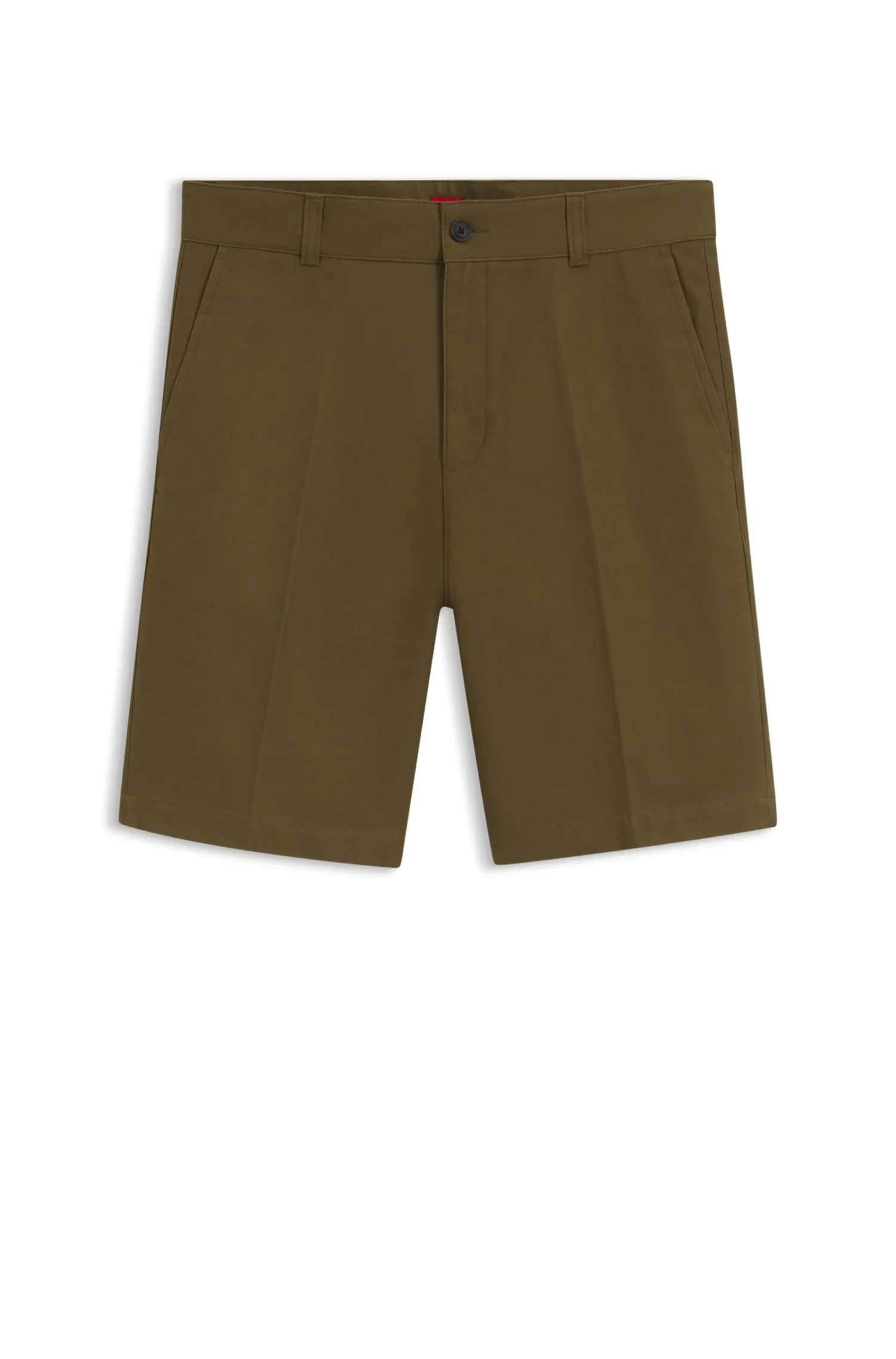 Shorts De Ajuste Regular Em Algodão Mercerizado Elástico