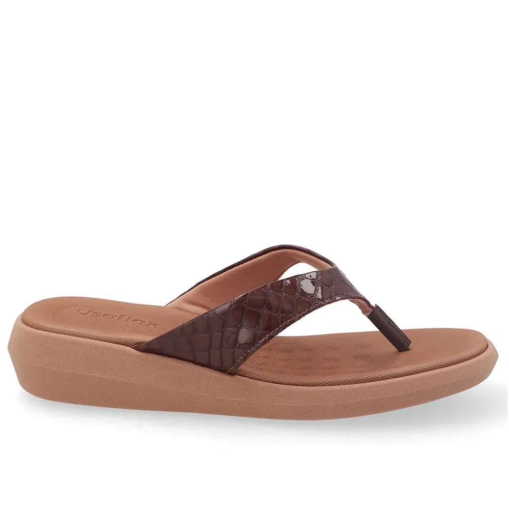 Chinelo Plataforma Em Couro Marrom