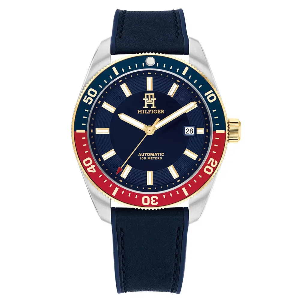 Relógio Tommy Hilfiger TH85 Automático Masculino em Borracha e Couro Azul 1792141