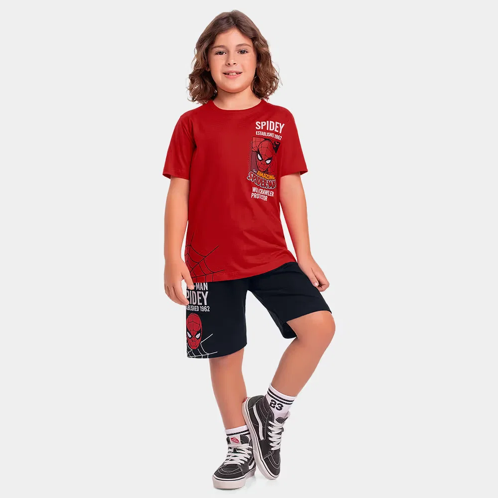 Conjunto infantil Homem Aranha camiseta e bermuda — imagem 1