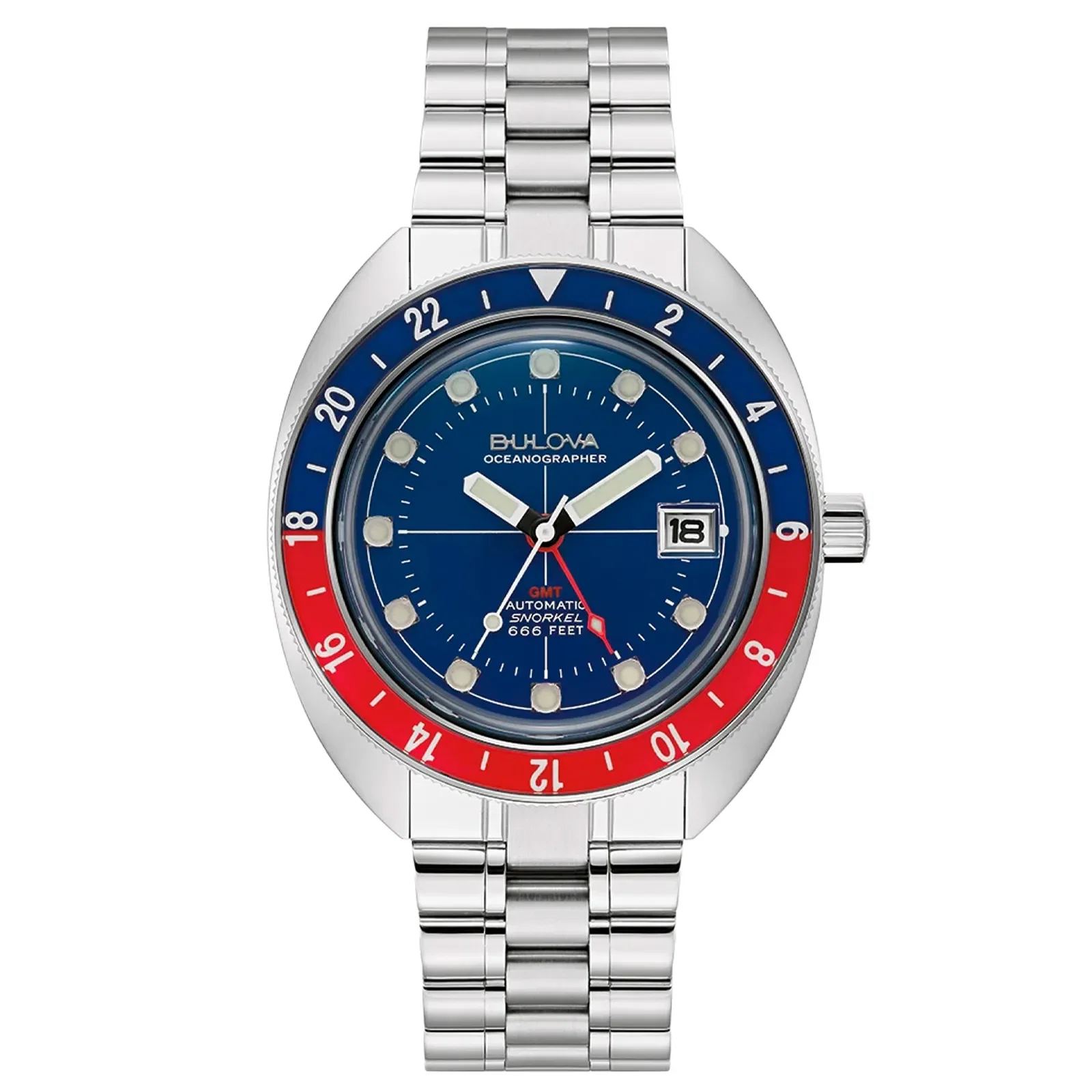 Relógio Bulova Oceanographer Gmt Masculino Aço Prata 96b405n